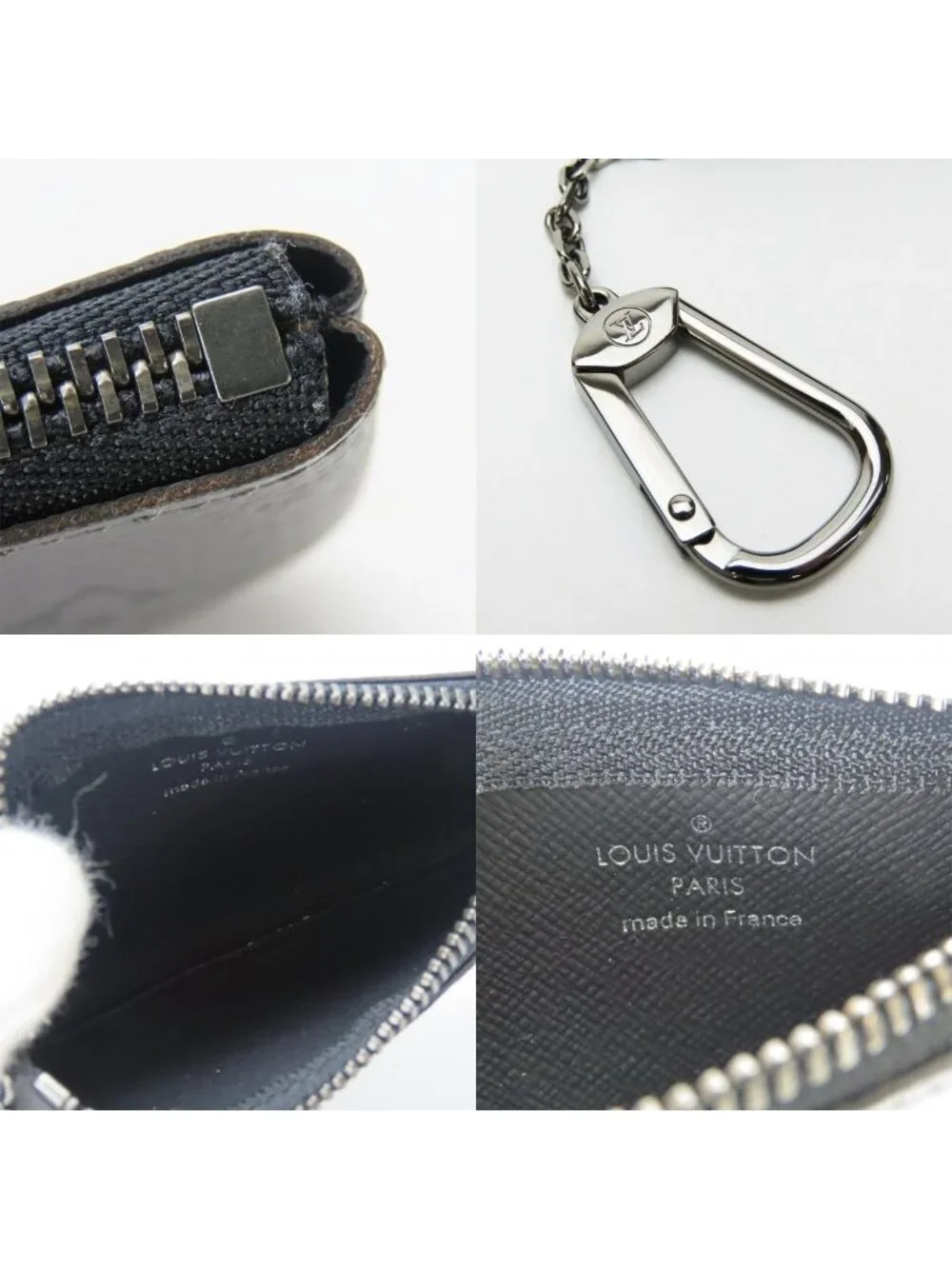 Louis Vuitton Coin Case Pochette Cles Monogram Eclipse Gray Black Silver